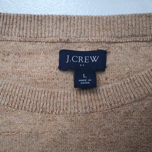 J. Crew Men's Size Large Lightweight Tan Round Neck Long Sleeves Sweater - Picture 3 of 9